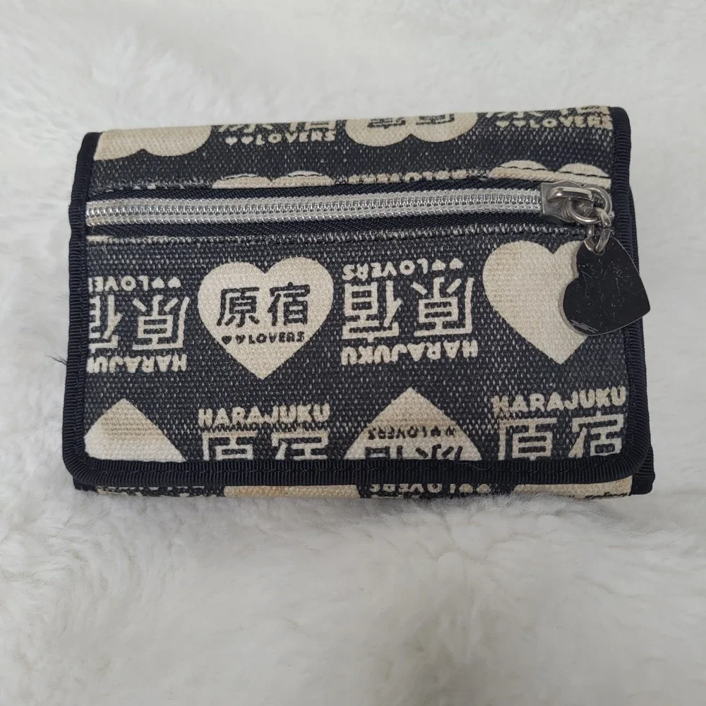 Y2K Harajuku Lovers Cha Ching Tri Fold Logo Heart Wallet 4